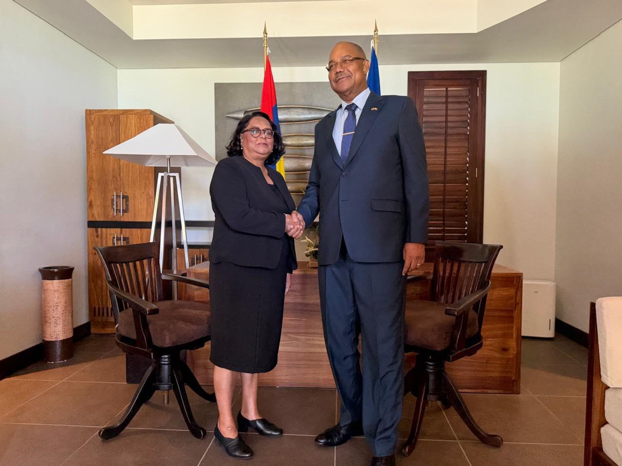Chief Justice of Mauritius Pays Courtesy Call on President Herminie